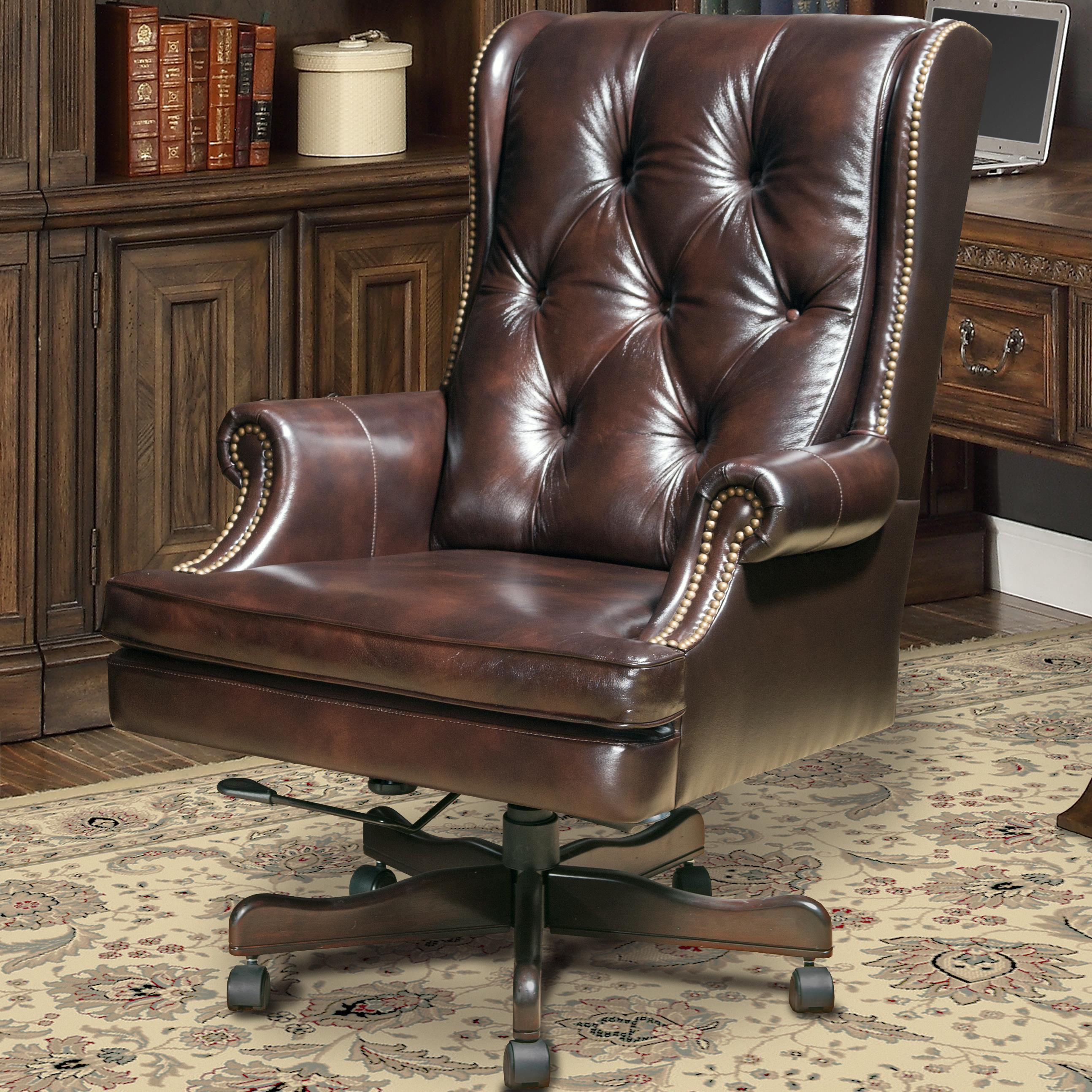 Parker House Prestige Traditional Leather Desk Chair with Tufting
